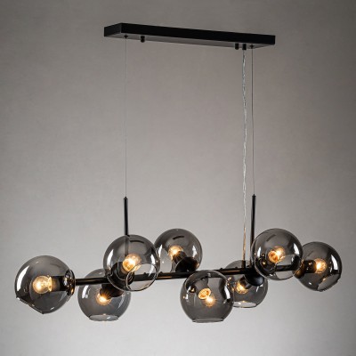 Malley Modern 8-Light Black Globe Glass Chandelier Malley Modern 8-Light Black Globe Glass Chandelier