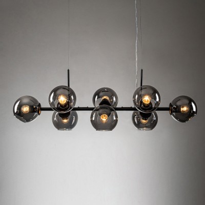 Malley Modern 8-Light Black Globe Glass Chandelier Malley Modern 8-Light Black Globe Glass Chandelier