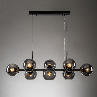Malley Modern 8-Light Black Globe Glass Chandelier Malley Modern 8-Light Black Globe Glass Chandelier