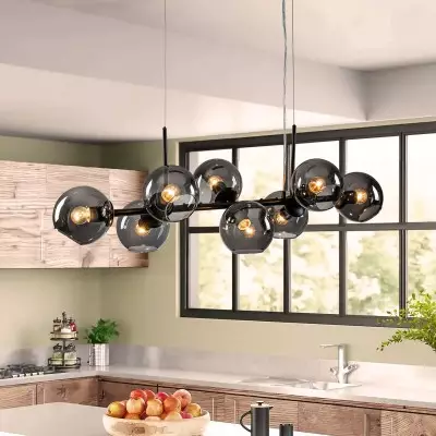 Malley Modern 8-Light Black Globe Glass Chandelier Malley Modern 8-Light Black Globe Glass Chandelier