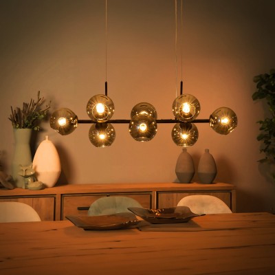 Malley Modern 8-Light Black Globe Glass Chandelier Malley Modern 8-Light Black Globe Glass Chandelier