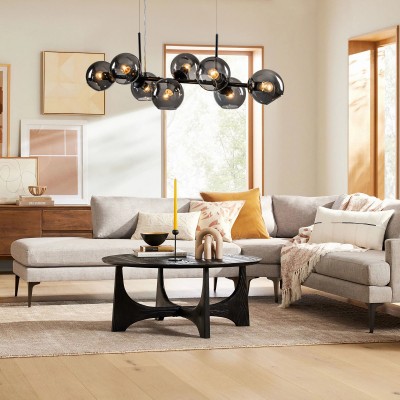 Malley Modern 8-Light Black Globe Glass Chandelier Malley Modern 8-Light Black Globe Glass Chandelier