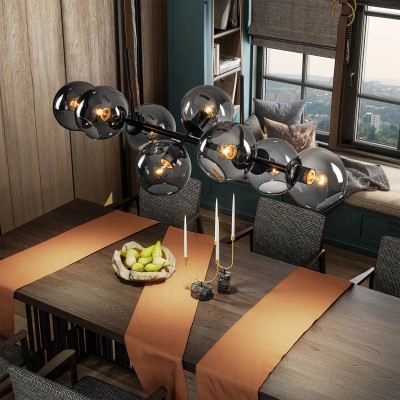 Malley Modern 8-Light Black Globe Glass Chandelier Malley Modern 8-Light Black Globe Glass Chandelier
