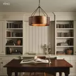 Ojaswi Rustic Bronze Industrial Pendant Light with Drum Shade