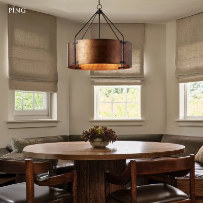 Ojaswi Rustic Bronze Industrial Pendant Light with Drum Shade Ojaswi Rustic Bronze Industrial Pendant Light with Drum Shade