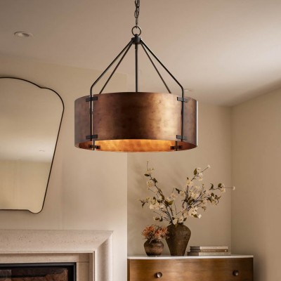 Ojaswi Rustic Bronze Industrial Pendant Light with Drum Shade Ojaswi Rustic Bronze Industrial Pendant Light with Drum Shade