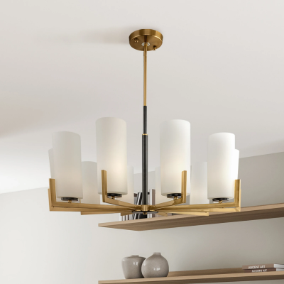 Lune Farmhouse Milk Glass Cylindrical Shade Chandelier Lune Farmhouse Milk Glass Cylindrical Shade Chandelier