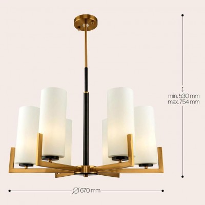 Lune Farmhouse Milk Glass Cylindrical Shade Chandelier Lune Farmhouse Milk Glass Cylindrical Shade Chandelier