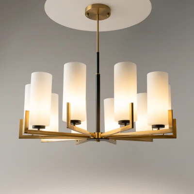 Lune Farmhouse Milk Glass Cylindrical Shade Chandelier Lune Farmhouse Milk Glass Cylindrical Shade Chandelier