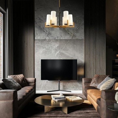 Lune Farmhouse Milk Glass Cylindrical Shade Chandelier Lune Farmhouse Milk Glass Cylindrical Shade Chandelier