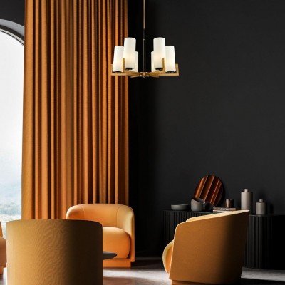 Lune Farmhouse Milk Glass Cylindrical Shade Chandelier Lune Farmhouse Milk Glass Cylindrical Shade Chandelier