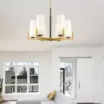 Malley Modern 8-Light Black Globe Glass Chandelier Malley Modern 8-Light Black Globe Glass Chandelier