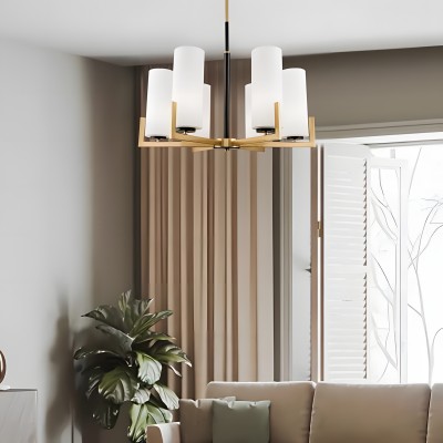 Lune Farmhouse Milk Glass Cylindrical Shade Chandelier Lune Farmhouse Milk Glass Cylindrical Shade Chandelier