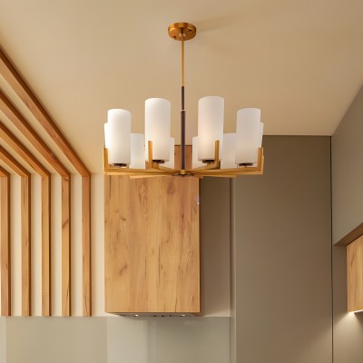 Lune Farmhouse Milk Glass Cylindrical Shade Chandelier Lune Farmhouse Milk Glass Cylindrical Shade Chandelier