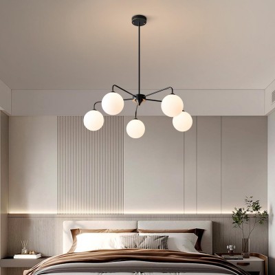 Maytoni Modern 5 Lights White Glass Globe Chandelier Maytoni Modern 5 Lights White Glass Globe Chandelier