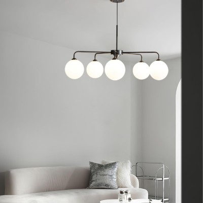 Maytoni Modern 5 Lights White Glass Globe Chandelier Maytoni Modern 5 Lights White Glass Globe Chandelier