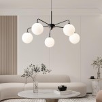 Maytoni Modern 5 Lights White Glass Globe Chandelier Maytoni Modern 5 Lights White Glass Globe Chandelier