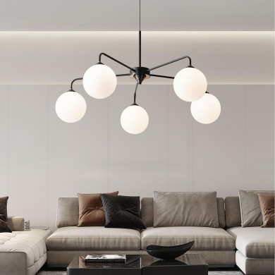 Maytoni Modern 5 Lights White Glass Globe Chandelier