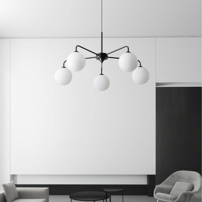 Maytoni Modern 5 Lights White Glass Globe Chandelier Maytoni Modern 5 Lights White Glass Globe Chandelier