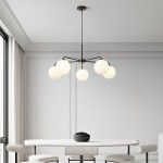 Maytoni Modern 5 Lights White Glass Globe Chandelier Maytoni Modern 5 Lights White Glass Globe Chandelier