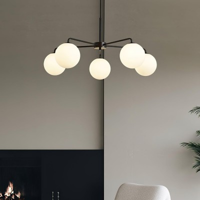 Maytoni Modern 5 Lights White Glass Globe Chandelier Maytoni Modern 5 Lights White Glass Globe Chandelier