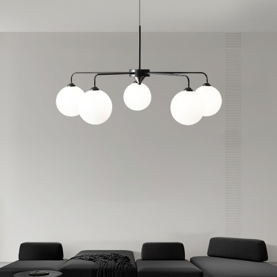 Maytoni Modern 5 Lights White Glass Globe Chandelier Maytoni Modern 5 Lights White Glass Globe Chandelier