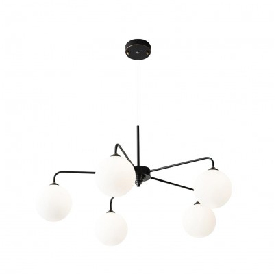 Maytoni Modern 5 Lights White Glass Globe Chandelier Maytoni Modern 5 Lights White Glass Globe Chandelier