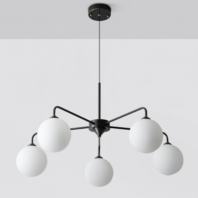 Maytoni Modern 5 Lights White Glass Globe Chandelier Maytoni Modern 5 Lights White Glass Globe Chandelier