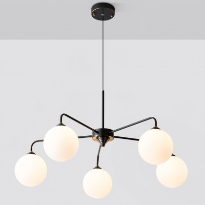 Maytoni Modern 5 Lights White Glass Globe Chandelier Maytoni Modern 5 Lights White Glass Globe Chandelier
