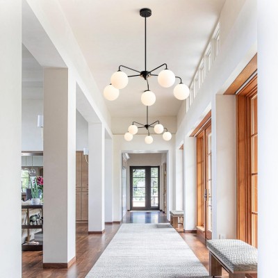 Maytoni Modern 5 Lights White Glass Globe Chandelier Maytoni Modern 5 Lights White Glass Globe Chandelier