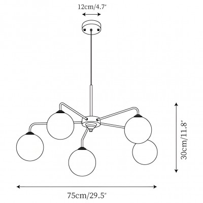 Maytoni Modern 5 Lights White Glass Globe Chandelier Maytoni Modern 5 Lights White Glass Globe Chandelier