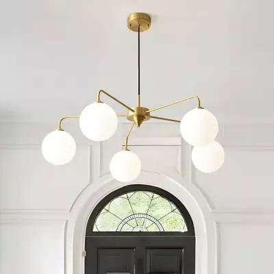 Maytoni Modern 5 Lights White Glass Globe Chandelier Maytoni Modern 5 Lights White Glass Globe Chandelier