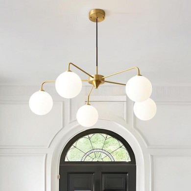 Maytoni Modern 5 Lights White Glass Globe Chandelier