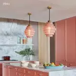 Kaelyn Bottle Shade Stained Striped Glass Pendant Light Kaelyn Bottle Shade Stained Striped Glass Pendant Light