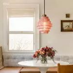 Kaelyn Bottle Shade Stained Striped Glass Pendant Light Kaelyn Bottle Shade Stained Striped Glass Pendant Light