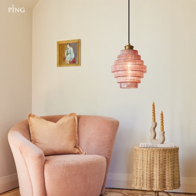 Kaelyn Bottle Shade Stained Striped Glass Pendant Light Kaelyn Bottle Shade Stained Striped Glass Pendant Light