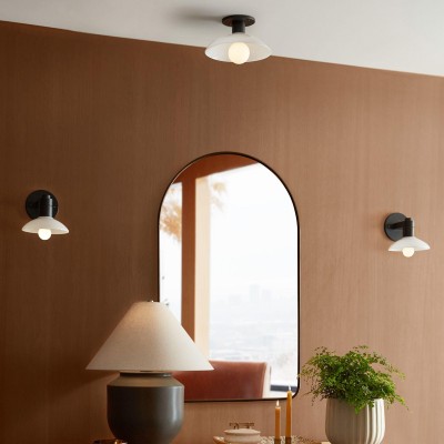 Brendle Farmhouse White Milk Glass Round Ceiling Light Brendle Farmhouse White Milk Glass Round Ceiling Light