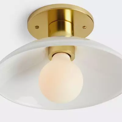 Brendle Farmhouse White Milk Glass Round Ceiling Light Brendle Farmhouse White Milk Glass Round Ceiling Light