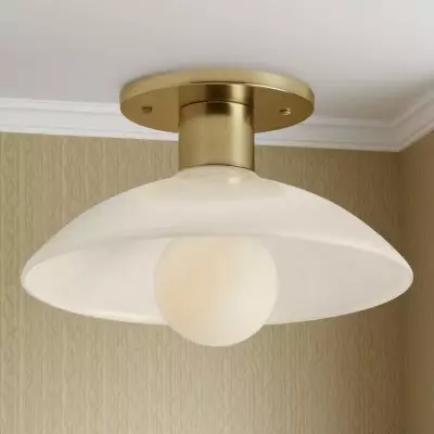Brendle Farmhouse White Milk Glass Round Ceiling Light Brendle Farmhouse White Milk Glass Round Ceiling Light