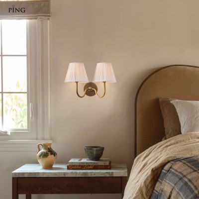 Stefania Rustic Pleated Fabric Shade Sconce Stefania Rustic Pleated Fabric Shade Sconce