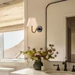 Stefania Rustic White Pleated Fabric Shade Sconce