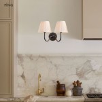 Stefania Rustic White Pleated Fabric Shade Sconce