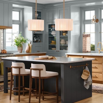 Hanahs Farmhouse Milk Glass Scalloped Shade Pendant Light