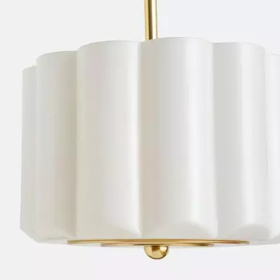 Hanahs Farmhouse Milk Glass Scalloped Shade Pendant Light