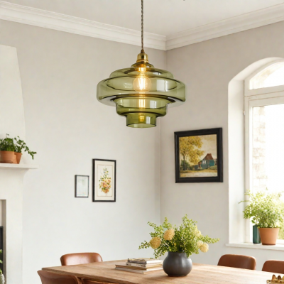 Yves Vintage Tiered Glass Pendant Light Yves Vintage Tiered Glass Pendant Light