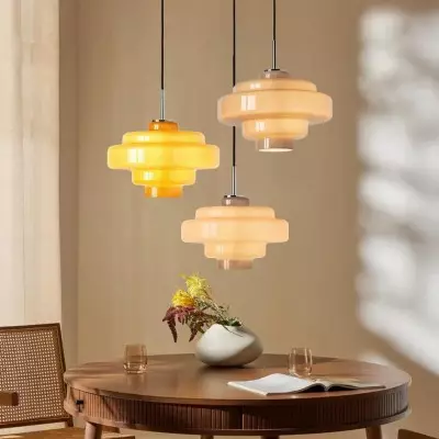 Yves Vintage Tiered Glass Pendant Light Yves Vintage Tiered Glass Pendant Light