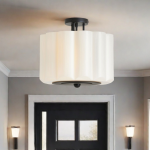 Hanahs Farmhouse Milk Glass Scalloped Shade Ceiling Light