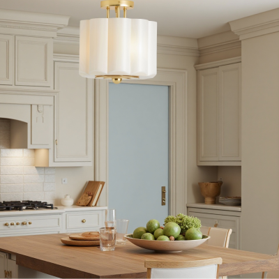 Hanahs Farmhouse Milk Glass Scalloped Shade Ceiling Light Hanahs Farmhouse Milk Glass Scalloped Shade Ceiling Light