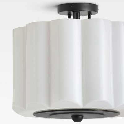 Hanahs Farmhouse Milk Glass Scalloped Shade Ceiling Light Hanahs Farmhouse Milk Glass Scalloped Shade Ceiling Light