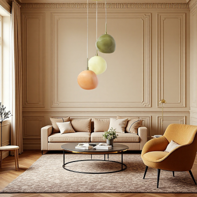 Baya Natural Three-Color Opal Glass Cluster Pendant Light Baya Natural Three-Color Opal Glass Cluster Pendant Light
